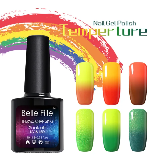Belle Fille Temperature Color Changing Nail Gel Polish Long Lasting Soak Off Uv Chameleon Gel Varnish Vernis Semi Permanent In Nail Gel From Beauty