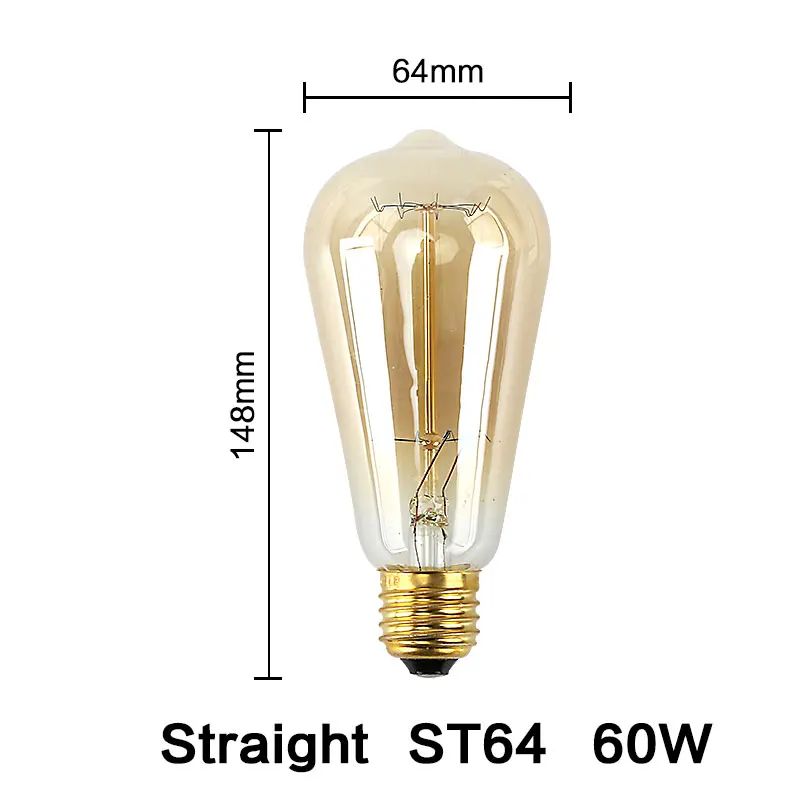 [YSI] 4 шт. Ретро лампа Эдисона E27 40 Вт 60 Вт Винтаж нити светильник накаливания 220V для декора стен античный подвесной светильник - Цвет: ST64 Spiral 60W
