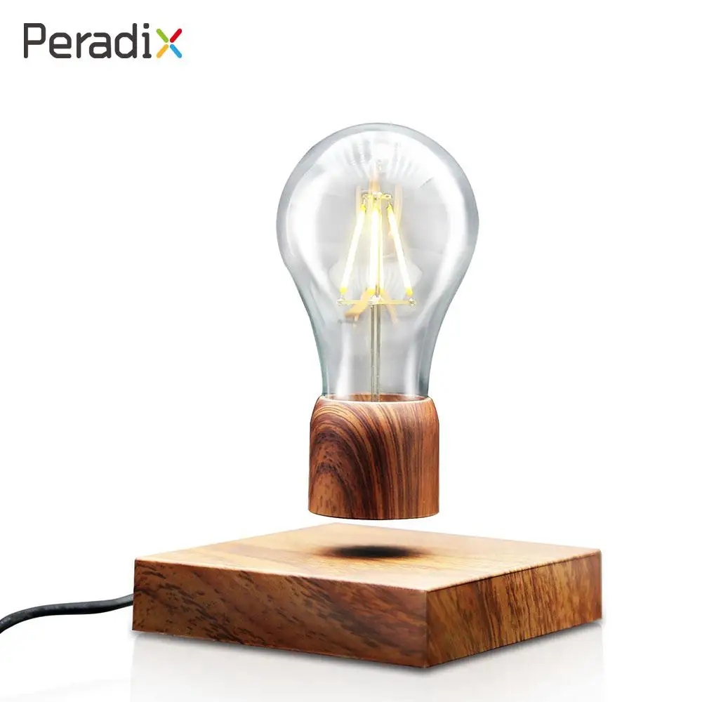 

Floating Led Light Levitating Floating Blub Floating Light Bulb Creative Unique Brown Wooden Home Lamp Magnetism Desk Gift