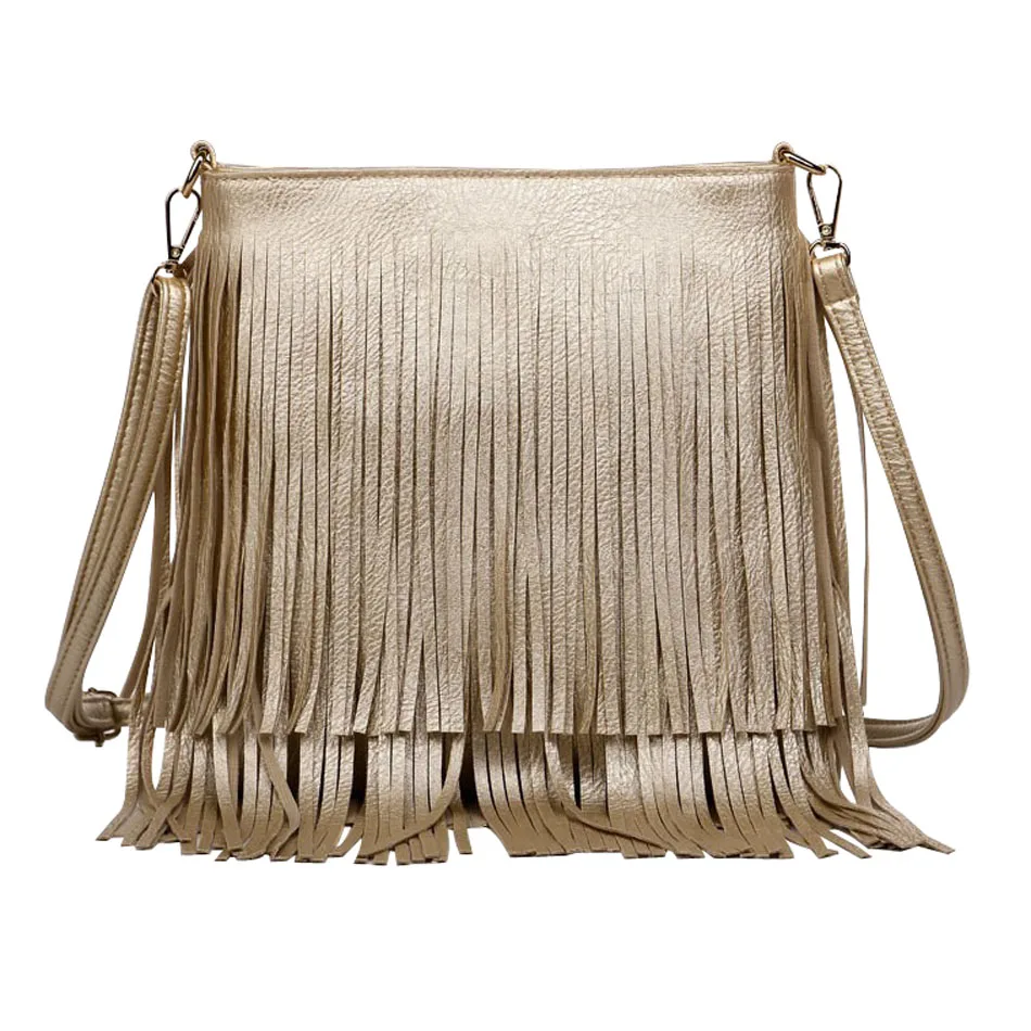 Small Gold Tassel Clutch Designer Women Leather Handbag Shoulder Bag 