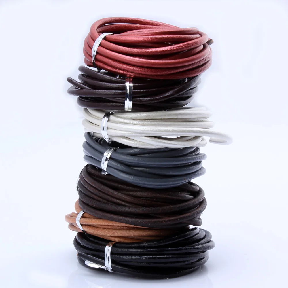 

OlingArt 4mm 3YD/lot Multicolor Round Leather Cord /Wire earrings Bracelet choker necklace DIY jewelry making Boutique