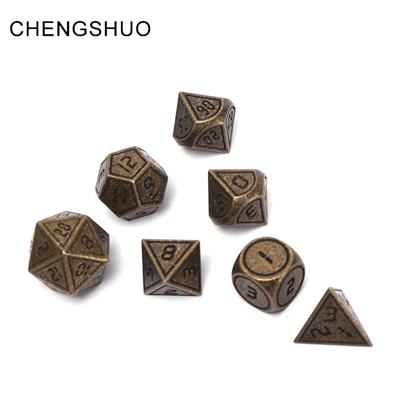 

Chengshuo metal rpg dice dnd polyhedral sets dungeons and dragon table games dados d20 8 6 10 12 Bronze digital dices zinc alloy