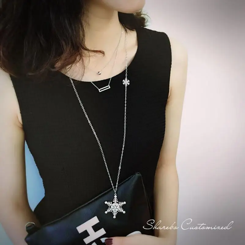 Женская цепочка с кулоном в виде снежинки фианитом|chain necklace|fashion necklacenecklace a |