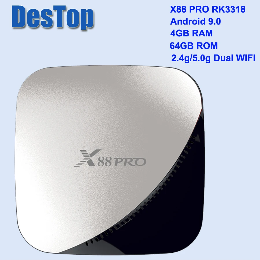 X88 Pro Smart ТВ коробка Android 9,0 4 GB Оперативная память 64 GB Rockchip RK3318 Quad core WI-FI H.265 проигрыватель Google X88Pro 4 GB 32 GB Декодер каналов кабельного телевидения