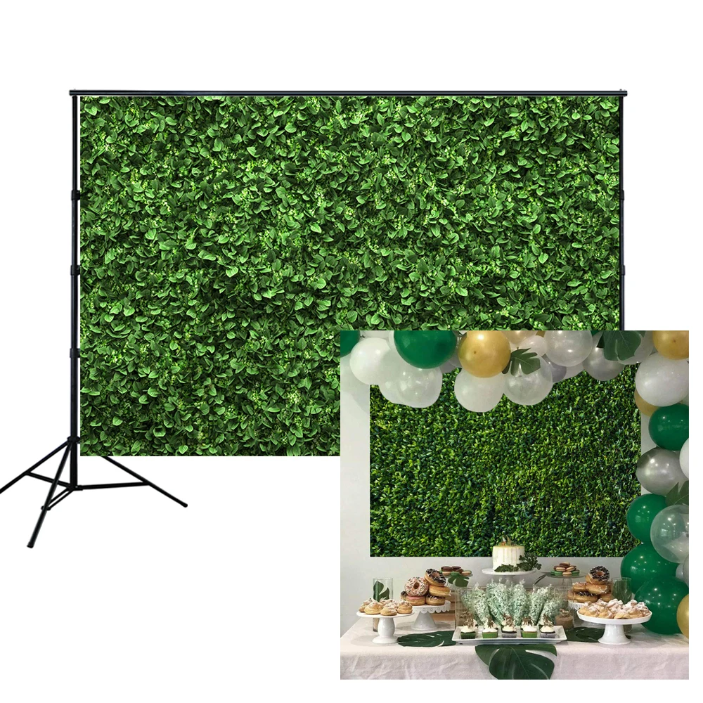 HUAYI Green Leaves Backdrop Natural Green Lawn Party Photocall Background Newborn Baby bridal shower Wedding Studio Props W-2098