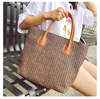

Women Casual Straw Bag Summer Beach Woven Bag Shoulder Bag Tote Shoulder HandBag