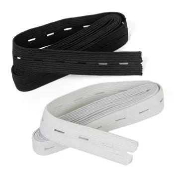 

5M/10M Sewing Knit Buttonhole Flat Elastic Bands 20mm White and Black AA7639