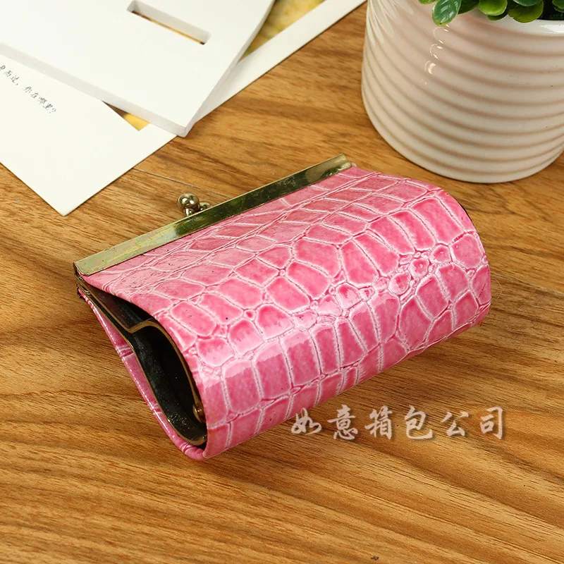 KEENICI New Crocodile Pattern Coin Purse Pu Leather Metal Folder Wallet Female Clutch Lock Change Purse
