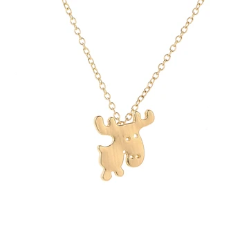 

30pcs/lot New Fashion Cute Animal Necklace Jewelry Lovely Little Moose Necklace Cartoon Style Big Head Christmas Gift For Friend