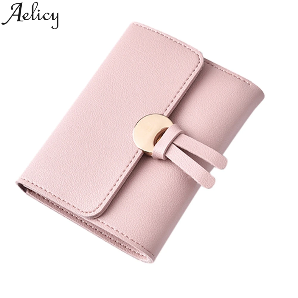 Aelicy женский модный однотонный кошелек на застежке с несколькими отделениями для