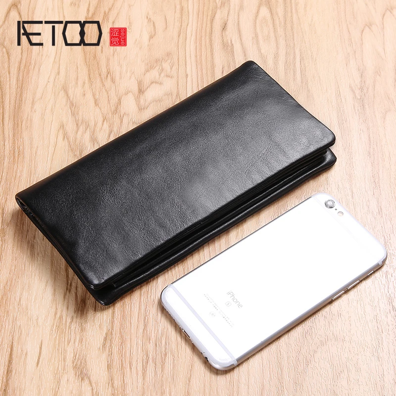 

BJYL Long wallet men's leather business casual multi-card wallet men's head cowhide handbag