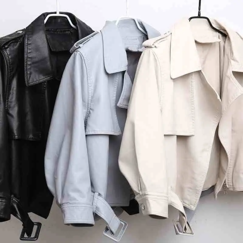 

Pu Leather Jacket Women Spring Faux Leather Jacket Black Motorcycle Zipper Outerwear Jacket Streetwear Ladies Leather Coat Q1400