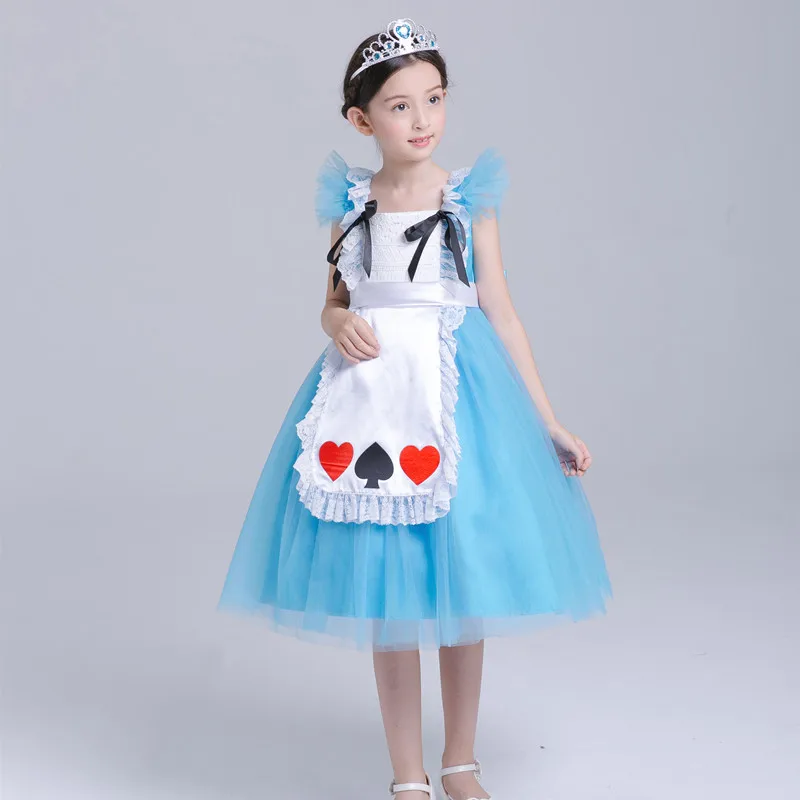 Костюм Алисы в стране чудес, платье на Хэллоуин, карнавальные костюмы для детей, детская одежда