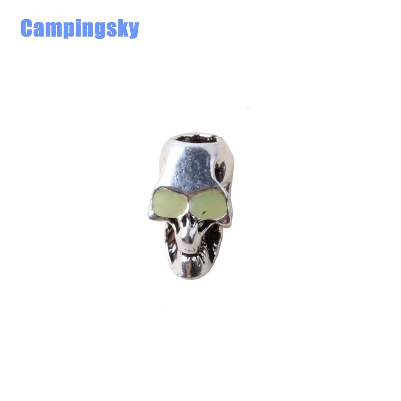 

Luminous skull alloy bead pendant beads for Paracord Bracelet 100pcs/lot Length:2.14cm Dia:1.15cm