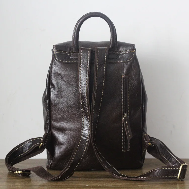 2017 Vintage Genuine leather women smooth surface water washing backpack lady's cow leather Leisure knapsack cowhide school pack