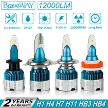 Buy BraveWay Auto Bulb H7 LED H4 H1 H11 9005 9006 100W 12000LM 6500K LED Car Headlight Front H8 HB4 Fog Light Automobiles Headlamp Free Shipping