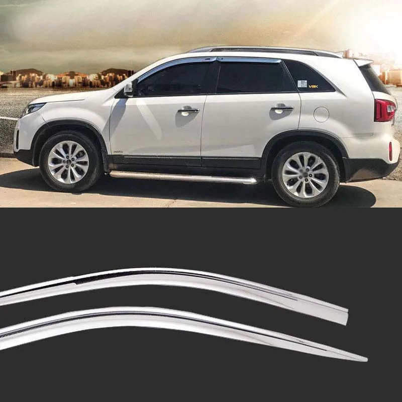 1 Set Brand New Chrome Side Vent Sun Shade Window Visors Rain Guard Deflectors For Kia Sorento 2009-2013