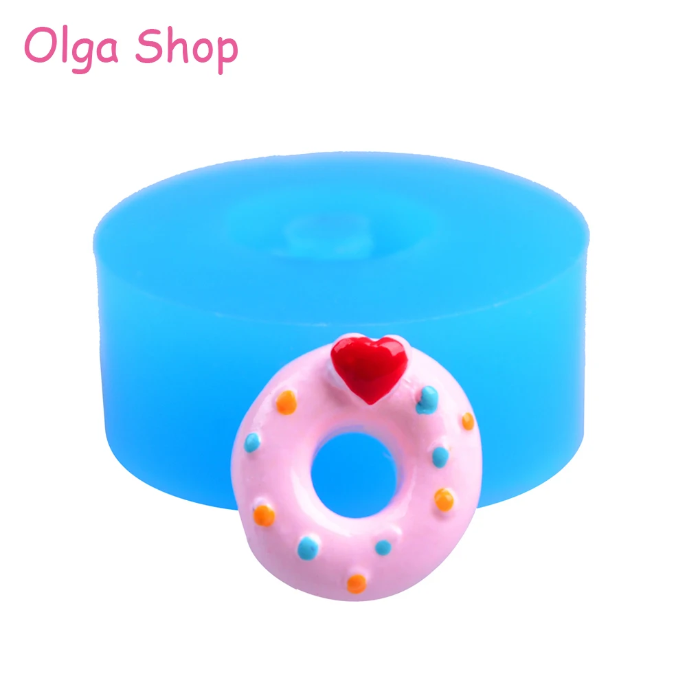 TYL075 Strawberry Donut Doughnut Silicone Mold with Heart Sugarcraft
