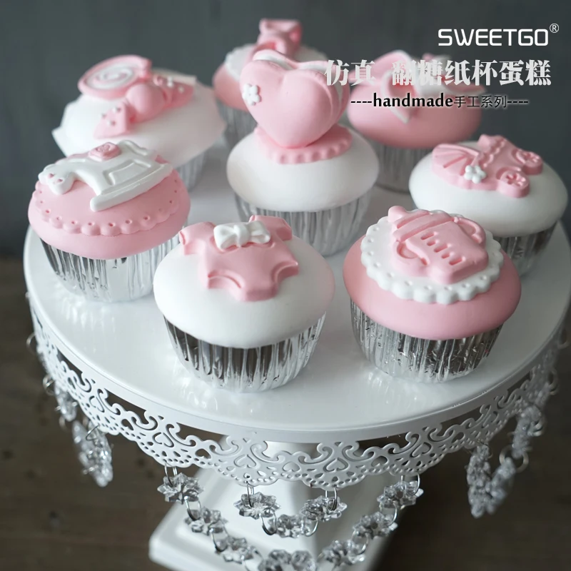 4 шт. искусственная имитация торта модель декоративная мини-кекс розовая девочка для празднования первого дня рождения десертный стол украшения