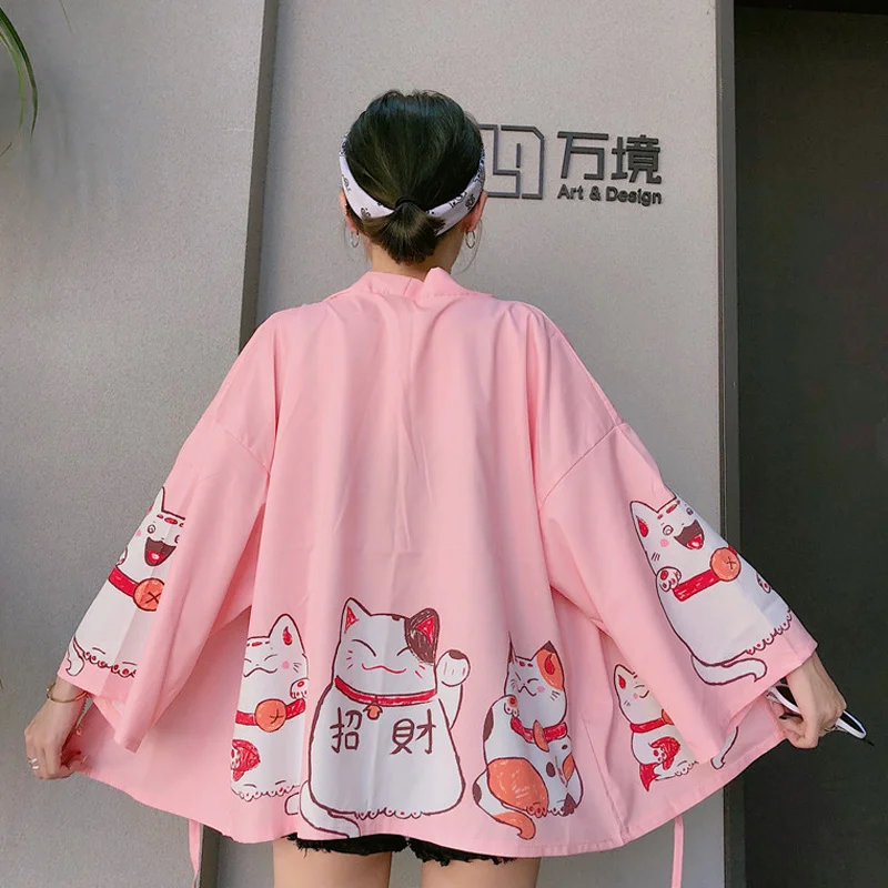 

Vintage Japanese Style Yukata Summer Women Kimono Jacket Thin Cardigan Shirt Loose Sunscreen BlouseCosplay Japanese Clothes