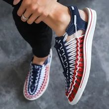 Мужские популярные сандалии; мужские повседневные трикотажные сандалии; Мужская обувь в римском стиле; летняя Уличная обувь; обувь для пар; обувь унисекс; большие размеры; zy3291