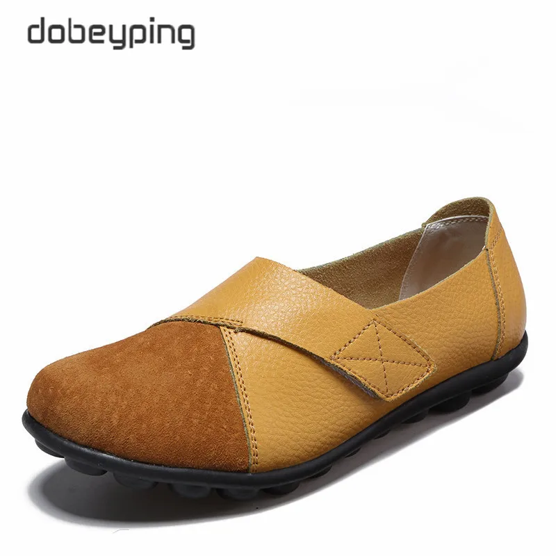US $12.98 Dobeyping New Spring Autumn Shoes Woman Genuine Leather Women Flats Slip On Womens Loafers Female Sewing Shoe Large Size 3544