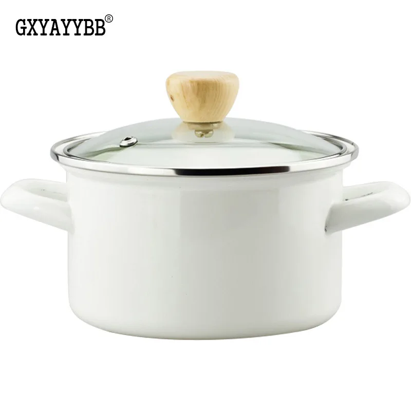 

GXYAYYBB Japanese 16cm Enamel soup pot non-stick Pan non-stick cooking utensils General purpose pan for Gas and induction cooker