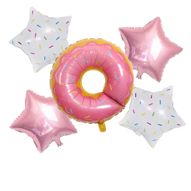 5 шт пончик воздушный шарик на день рождения ребенка вечерние украшения декоративные Надувные День Рождения шар десерт, торт шар - Цвет: 5pcs