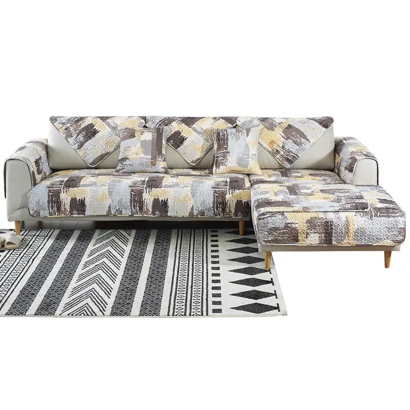 

Art Oil Painting Decoration Sofa Cover Cotton Non-slip Sofa Towel Chair Covers Mats Living/Drawing Room Decorative L-Shaped
