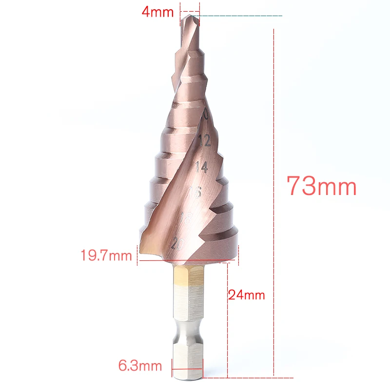 HSS-CO / M35 Multifunctional Drill Hexagon Shank 4-20mm Cobalt Straight Shank Bit Metal Cone Bit Stainless Steel Hole Saw Hole HSS-CO / M35 Multifunctional Drill Hexagon Shank 4-20mm Cobalt Straight Shank Bit Metal Cone Bit Stainless Steel Hole Saw Hole