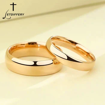 OFERTA CALIENTE ❤️ Letdiffy-anillos de acero inoxidable lisos, oro Simple, 4MM, amantes de los hombres y mujeres, joyería de compromiso de boda, regalos - discount item 40% OFF Joyas y complementos