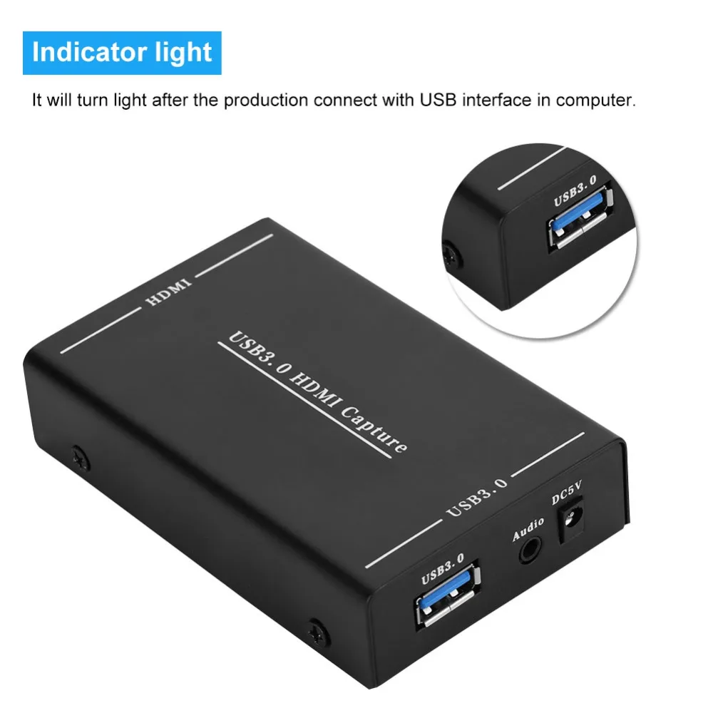 

HDMI to USB 3.0 Video Capture Video Capture Box One-button Recording Box Recorder Adapter for windows 7 8 10 Fast Cooling
