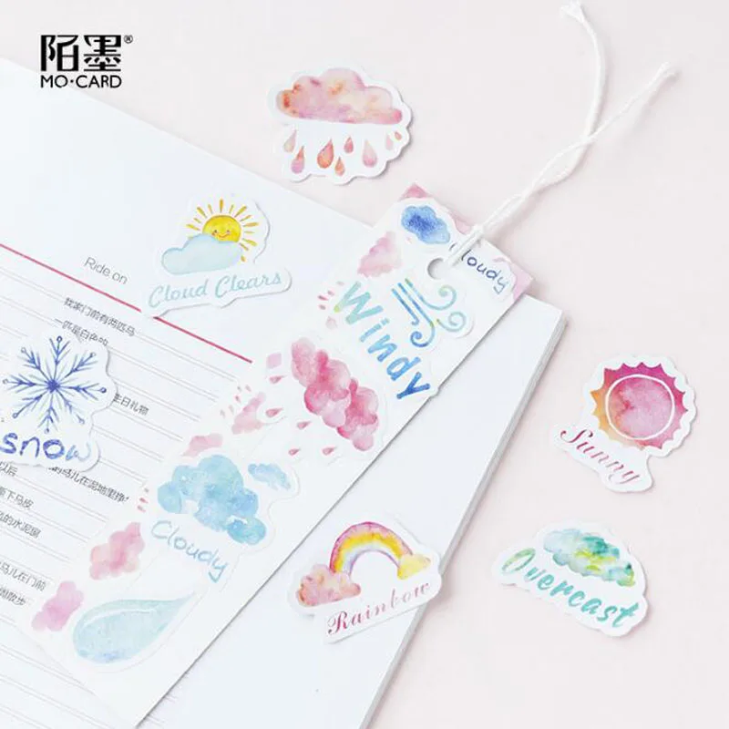 45pcs Cute Stickers Label Kawaii Diary Handmade Adhesive Paper Flake Japan Sticker Scrapbooking Stationery The Weather Stickers