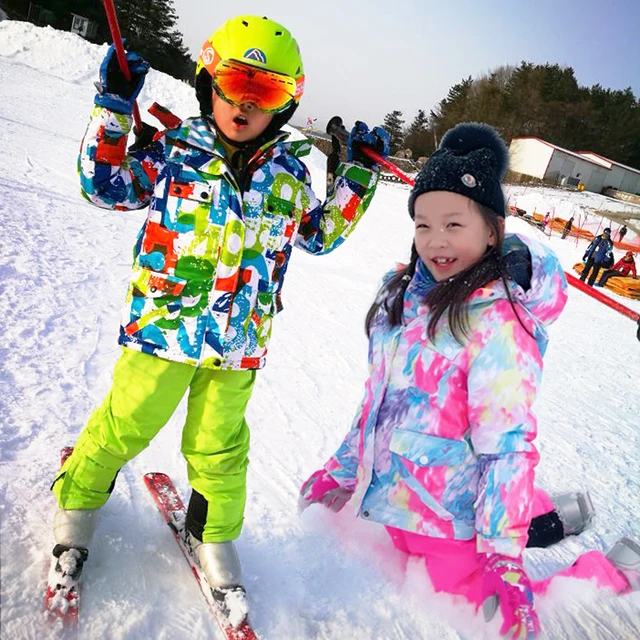 US $54.01 High Quality Kids Ski Suit Super Warm Boys Girls Ski Jacket Pants Set Waterproof Snowboarding Jacke