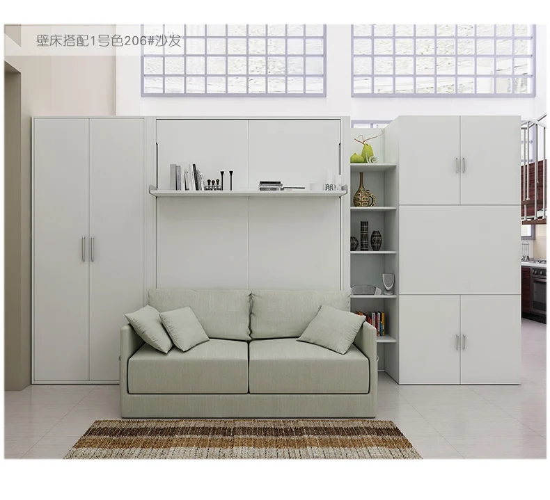 MANBAS Electric Sofa Murphy Bed, Fabric Sofa Foldable Wall Bed, Home Bedroom Queen Camas Rectangle Lit 2 Personnes and Mattress