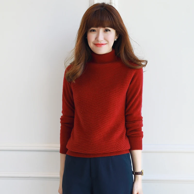 adohon 2018 womens winter Cashmere sweaters and auntmun women knitted Pullovers Turtleneck High Quality Warm Female Solid