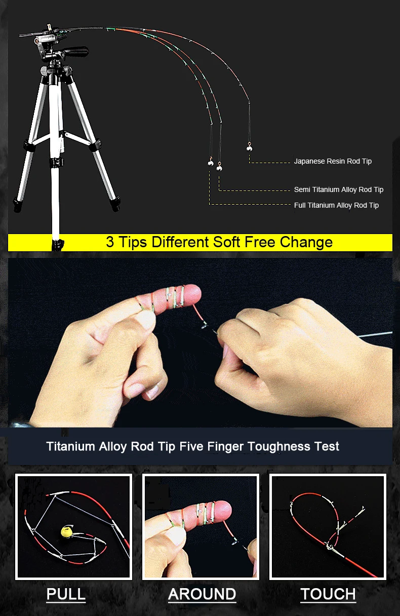 Spinpoler сверхчувствительная плот Удочка 3 наконечника-полимерный наконечник; полу/ полный наконечник из титанового сплава 110-130 см, 130-150 см