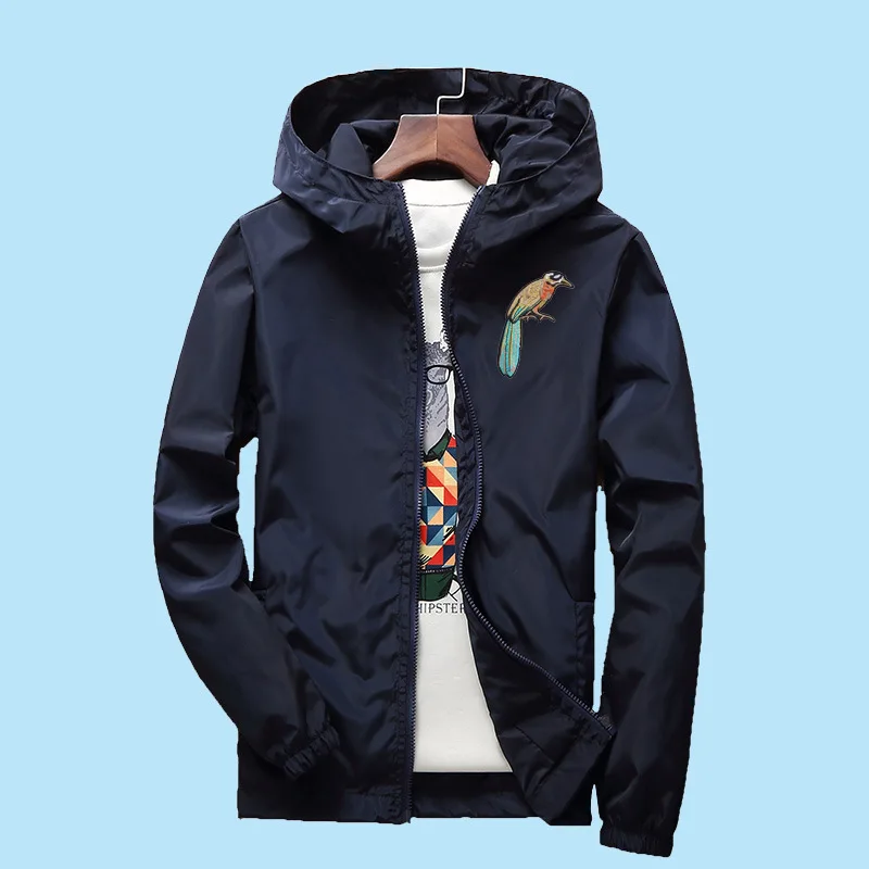 Мужская ветровка veste femme легкая большого размера с вышивкой птиц на весну и лето