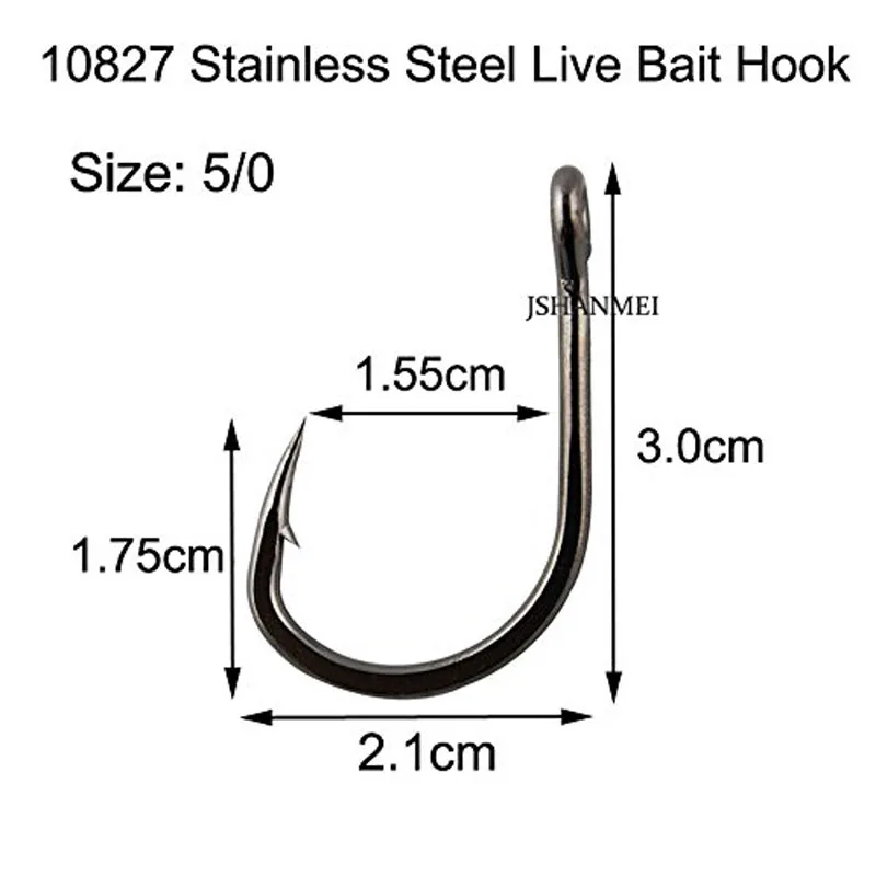 JSHANMEI 70pcs/box Bait Hook Live Bait Circle Fishing Hooks Strong Stainless Steel Hooks Set Saltwater Fishing