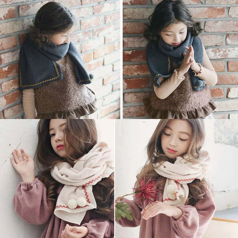 Детский зимний теплый вязаный шарф с длинными рукавами для мальчиков и девочек, шаль, косынка