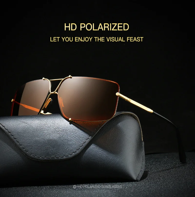 Высокое качество HD039 мужские классические HD поляризованные солнцезащитные очки Квадратные велоочки для вождения очки с футляром для очков