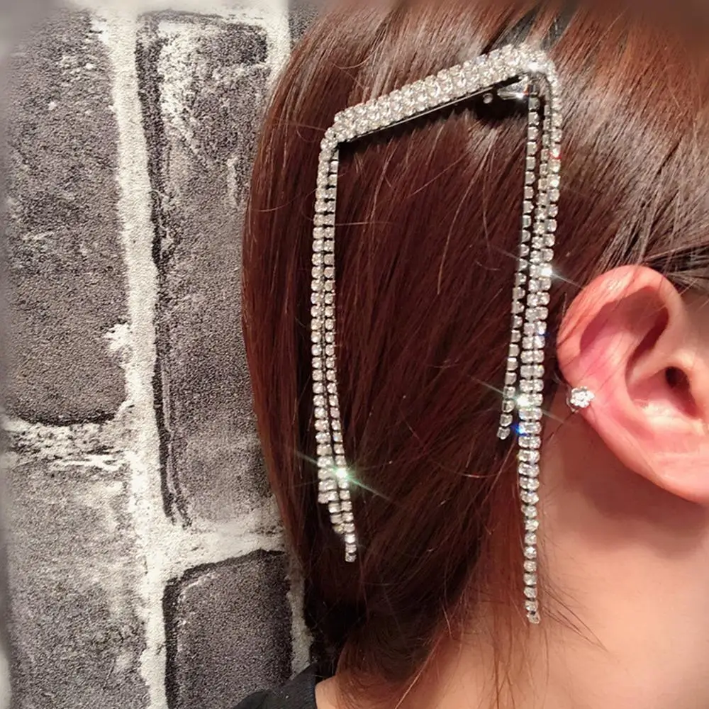 

M MISM Fashion Rhinestone Tassel Hair Clips For Women Girls Elegant Gorgeous Hair Accessories Multifunctional Brooch Clip