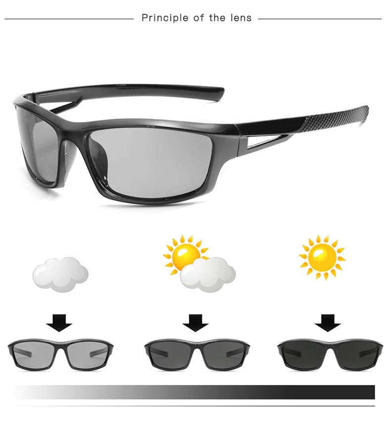 Горячая продажа вождения фотохромные солнцезащитные очки мужские Поляризованные Хамелеон обесцвечивание солнцезащитные очки для мужчин