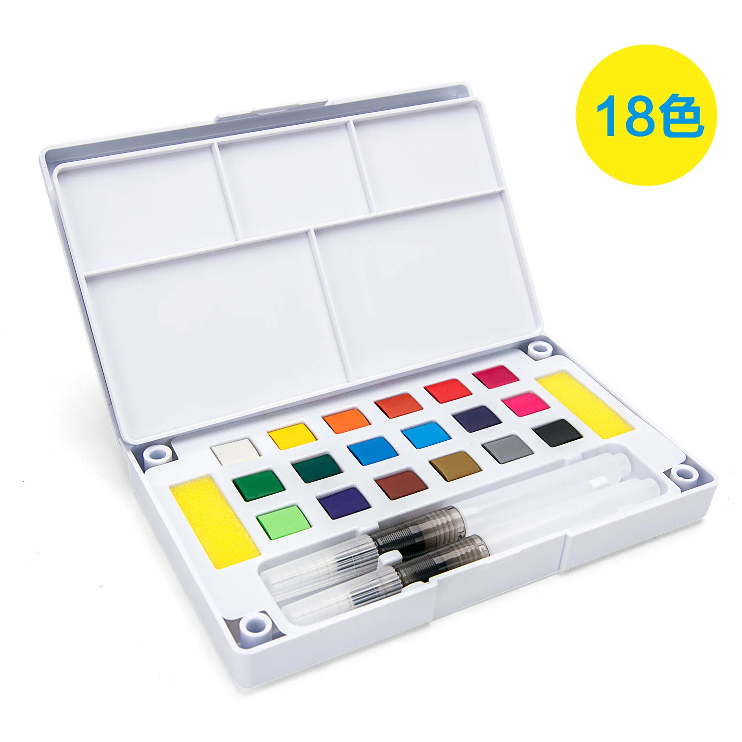 

Free Shipping 18 Color Portable Travel Solid Pigment Watercolor Paints Set With Water Color Brush Pen For Painting Art Supplies