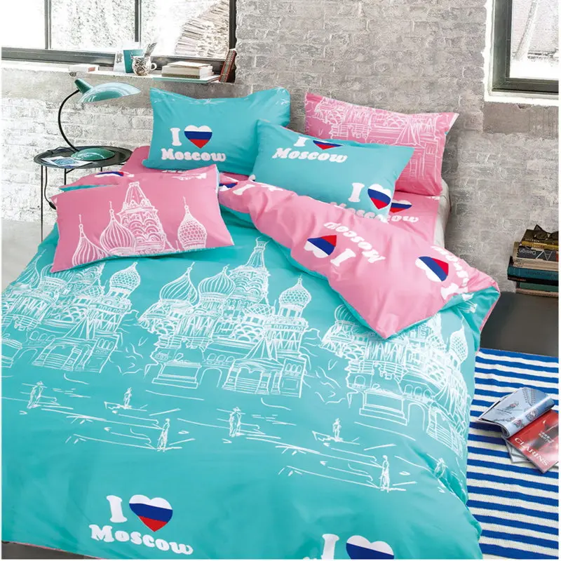 

Moscow Paris eiffel tower NY City style Designer Bedding Set Modern Simple Duvet Cover Sets 4/3pcs bedclothes bed linen bedsheet