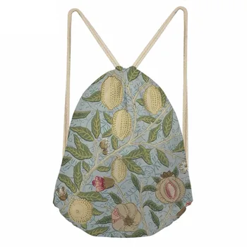 

Vintage Style William Morris Floral Pattern Woman Drawstring Bags Multifunction Large Storage Sack Bags BackpacksSumka