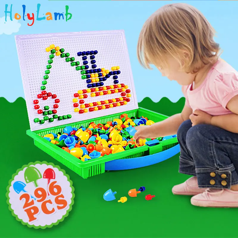 

296PCS Mushroom Nail Flapper Toys DIY Assembled Building Blocks Develop Intelligence Toys for Children Juguetes Brinquedos