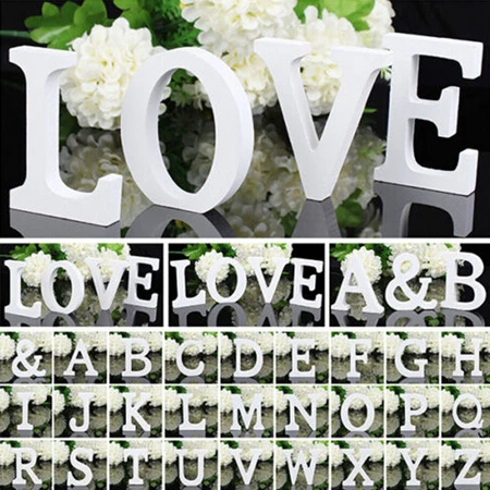

8cm*1cm Wooden White Letters Alphabet Wedding Birthday Home Decor Decoration