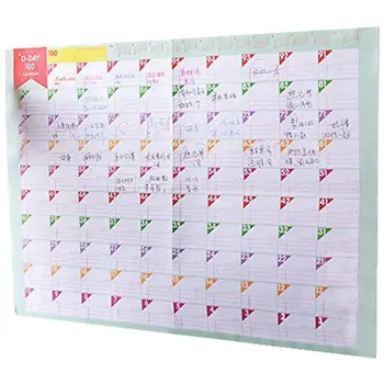 

3 Sheets Plan Paper 100 Days Countdown Schedule Wall Calendars Daily Weekly Months Planner Goals Organizer for Work/Study