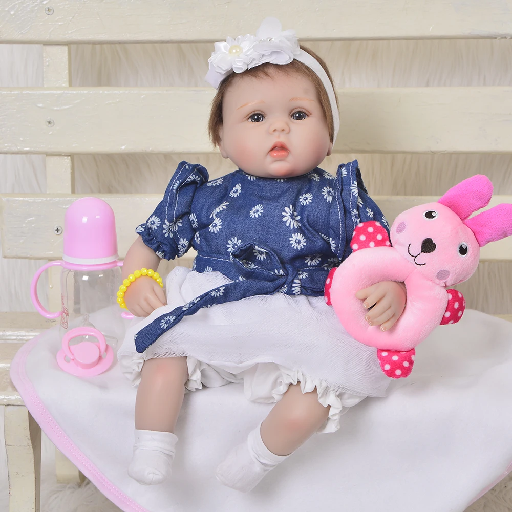 

Fashion 17 Inch Reborn Baby Girl Doll Cloth Body Lifelike Reborn Bonecas Menina Wholesale Children's Day Gift Little Baby Toys